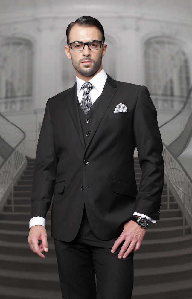 Mens suit with hot sale pleated pants